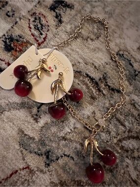 Piper K Gold Cherry Necklace and Earrings